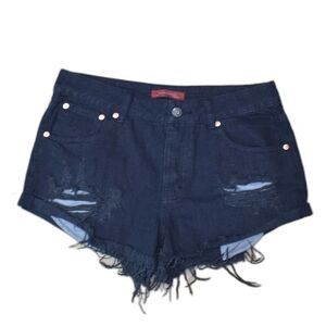 Black Cutoff Denim Highrise High Waist Shorts Distressed Shorties Size 6